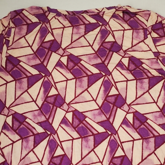 LOGO by Lori Goldstein Printed Cotton Modal Top Pink Purple sz XL2 Side Pockets - Picture 8 of 10